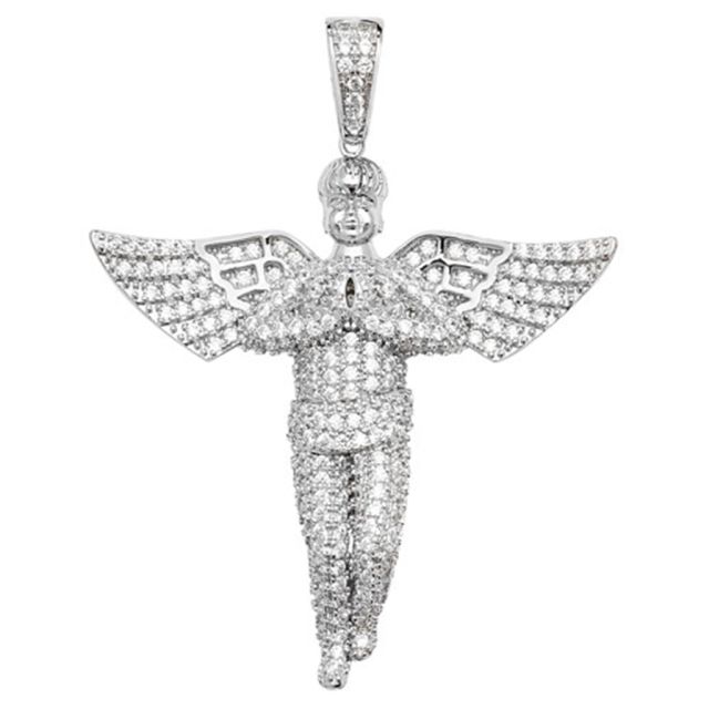 Buy Sterling Silver Cubic Zirconia Encrusted Angel Pendant by World of Jewellery