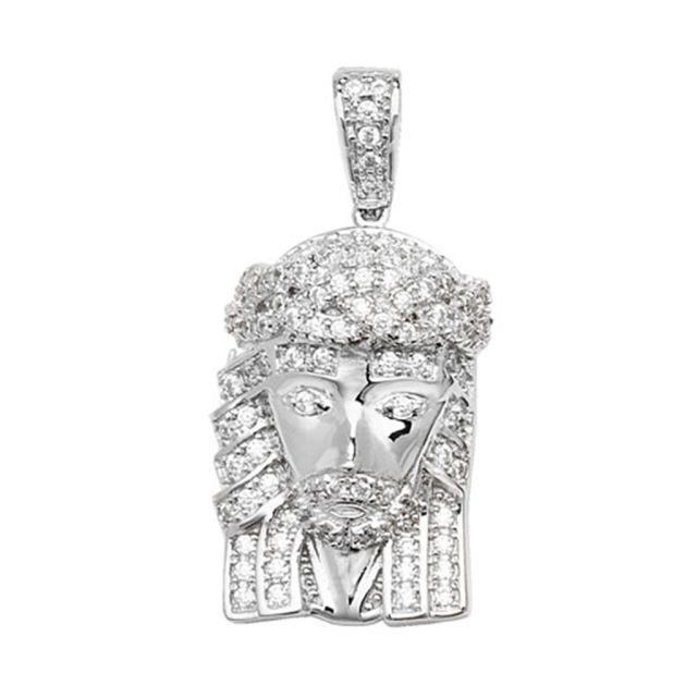 Buy Sterling Silver Cubic Zirconia Jesus Christ Face Pendant by World of Jewellery