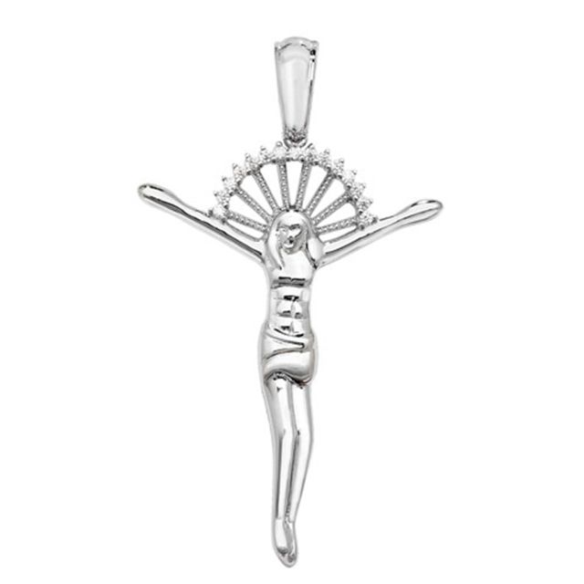 Buy Sterling Silver Cubic Zirconia Jesus Christ Pendant by World of Jewellery