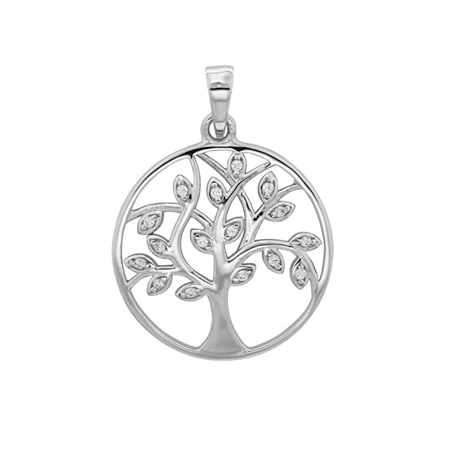 Buy Sterling Silver Cubic Zirconia Tree Of Life Trunk Pendant by World of Jewellery