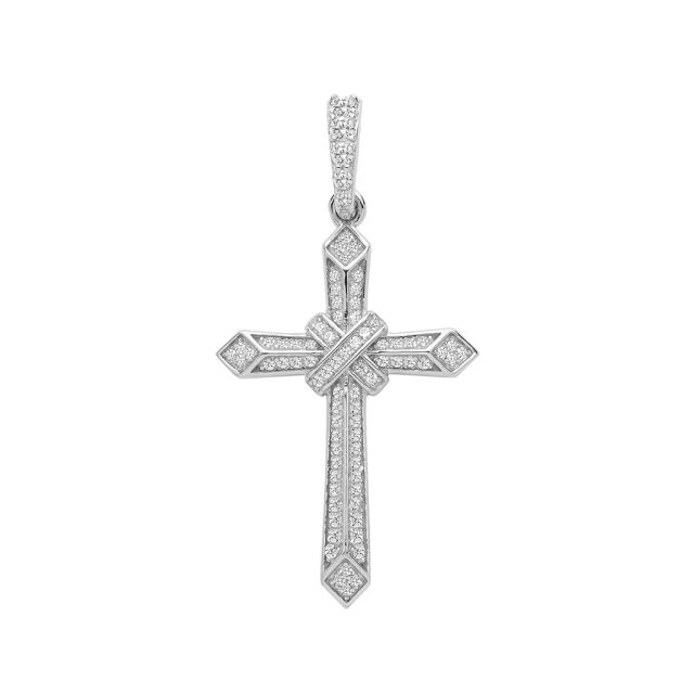 Buy Sterling Silver Cubic Zirconia Knot Cross Pendant by World of Jewellery