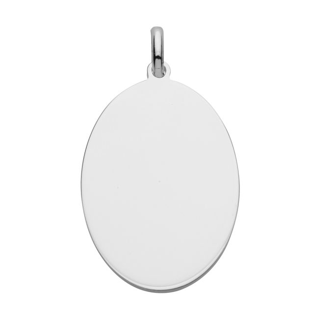 Buy Sterling Silver 30MM Plain Engravable Oval Tag Pendant by World of Jewellery