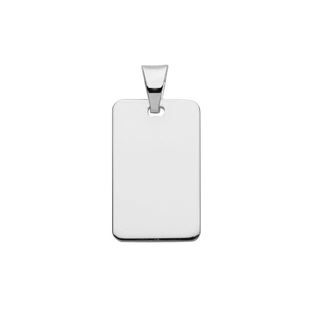 Buy Sterling Silver 20MM Plain Engravable Rectangular Tag Pendant by World of Jewellery