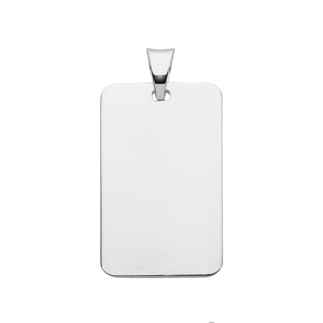 Buy Sterling Silver 25MM Plain Engravable Rectangular Tag Pendant by World of Jewellery