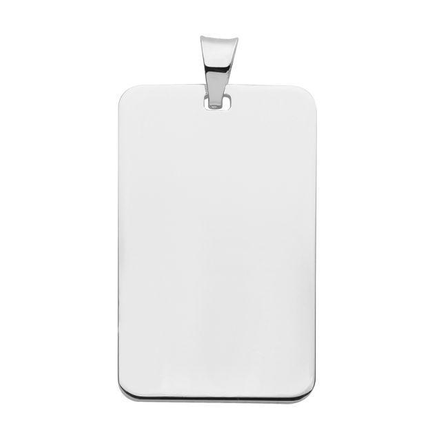 Buy Sterling Silver 30MM Plain Engravable Rectangular Tag Pendant by World of Jewellery
