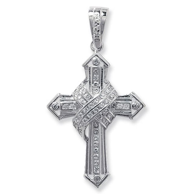 Buy Sterling Silver Bling Cross Pendant by World of Jewellery