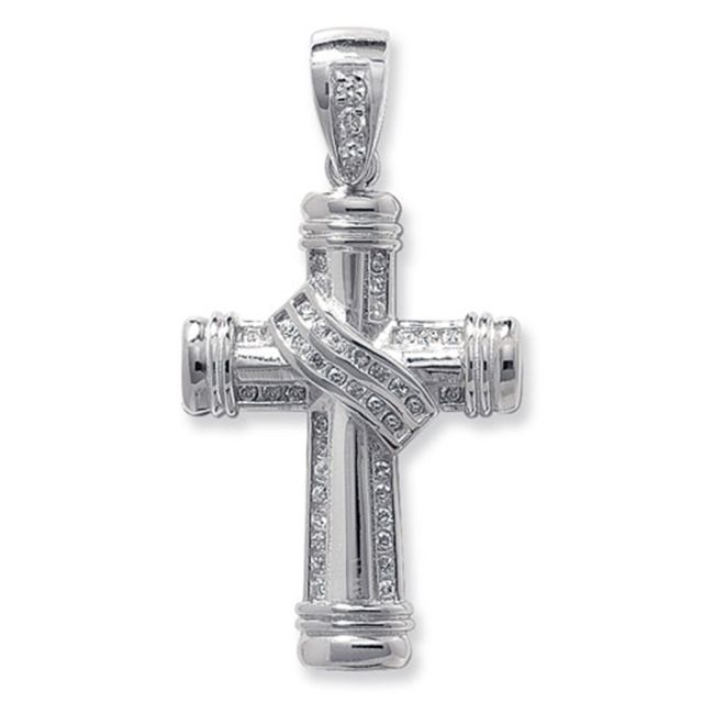 Buy Sterling Silver Bling Cross Pendant by World of Jewellery