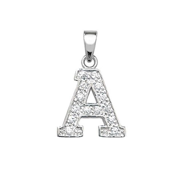 Buy Sterling Silver Cubic Zirconia Set Initial A Pendant by World of Jewellery