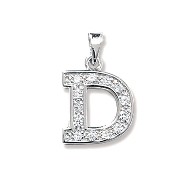 Buy Sterling Silver Cubic Zirconia Set Initial D Pendant by World of Jewellery