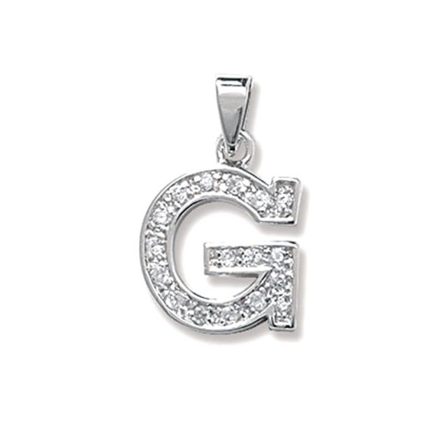 Buy Sterling Silver Cubic Zirconia Set Initial G Pendant by World of Jewellery