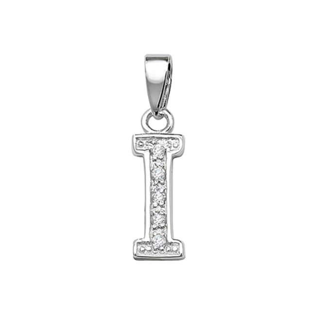 Buy Sterling Silver Cubic Zirconia Set Initial I Pendant by World of Jewellery