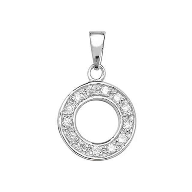 Buy Sterling Silver Cubic Zirconia Set Initial O Pendant by World of Jewellery