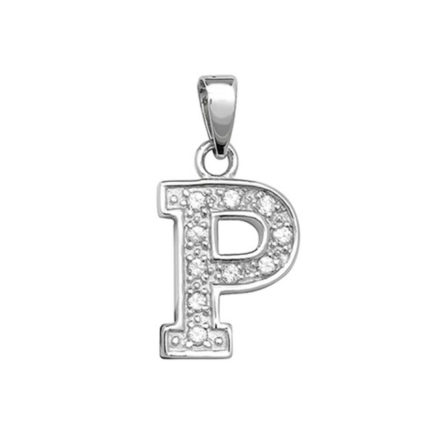 Buy Sterling Silver Cubic Zirconia Set Initial P Pendant by World of Jewellery