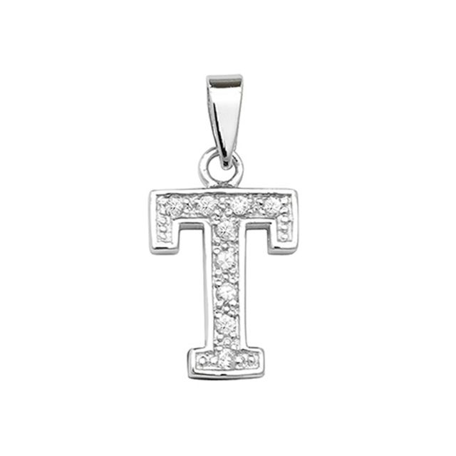 Buy Sterling Silver Cubic Zirconia Set Initial S Pendant by World of Jewellery