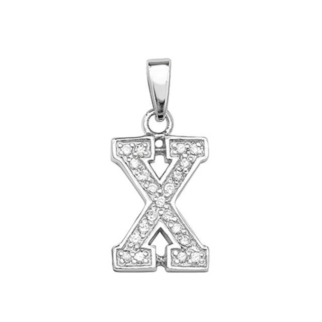 Buy Sterling Silver Cubic Zirconia Set Initial X Pendant by World of Jewellery