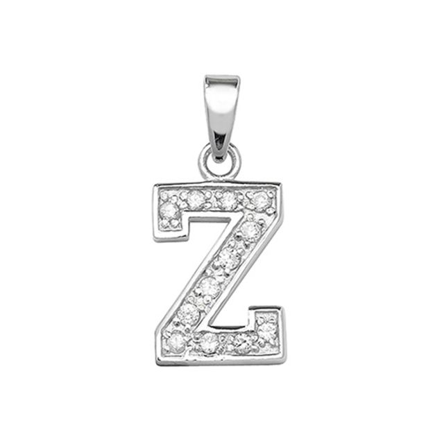 Buy Sterling Silver Cubic Zirconia Set Initial Z Pendant by World of Jewellery