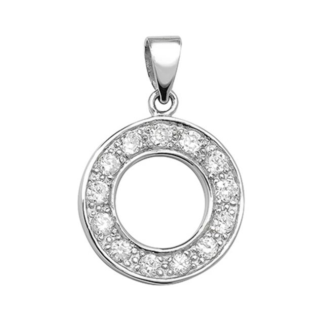 Buy Sterling Silver Cubic Zirconia Set 18mm High Initial O Pendant by World of Jewellery