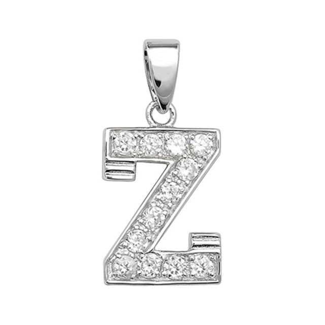 Buy Sterling Silver Cubic Zirconia Set 18mm High Initial Z Pendant by World of Jewellery