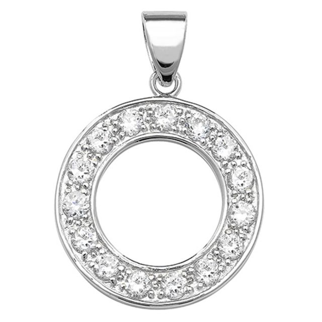 Buy Sterling Silver Cubic Zirconia Set 24mm High Initial O Pendant by World of Jewellery