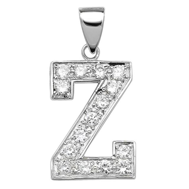 Buy Sterling Silver Cubic Zirconia Set 24mm High Initial Z Pendant by World of Jewellery