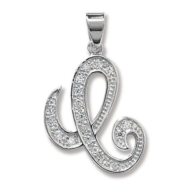 Buy Sterling Silver Cubic Zirconia Set 25mm High Fancy Initial C Pendant by World of Jewellery