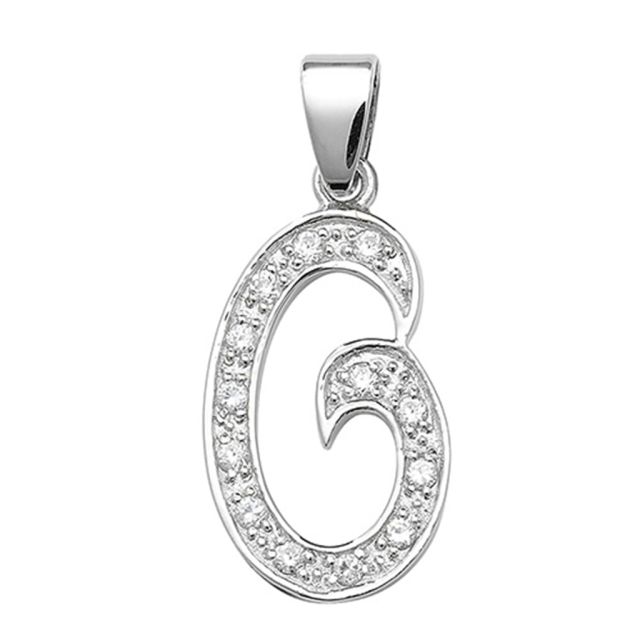 Buy Sterling Silver Cubic Zirconia Set 25mm High Fancy Initial O Pendant by World of Jewellery