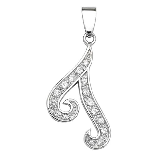 Buy Sterling Silver Cubic Zirconia Set 25mm High Fancy Initial T Pendant by World of Jewellery