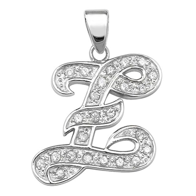 Buy Sterling Silver Cubic Zirconia Set 25mm High Fancy Initial Z Pendant by World of Jewellery