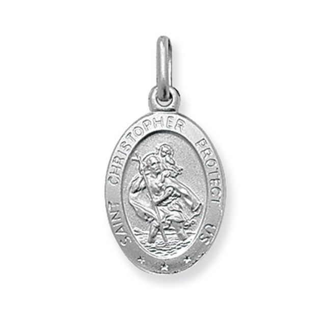 Buy Sterling Silver Small Solid Oval St Christopher Pendant by World of Jewellery