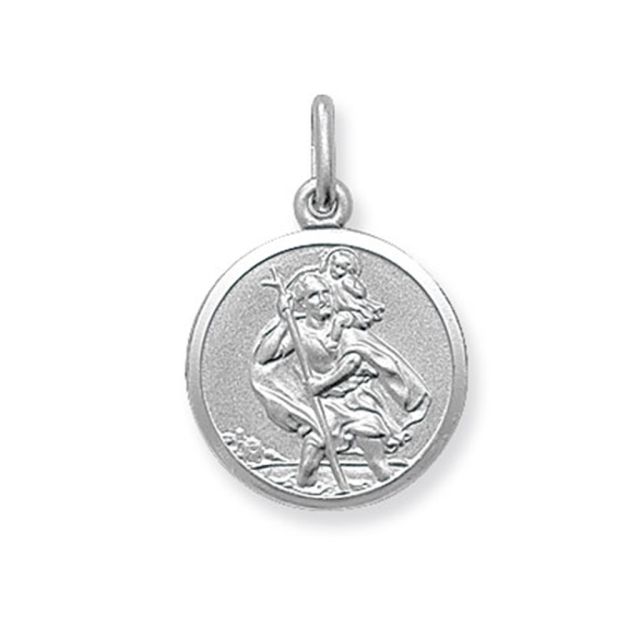 Buy Sterling Silver Small Round St Christopher Pendant by World of Jewellery