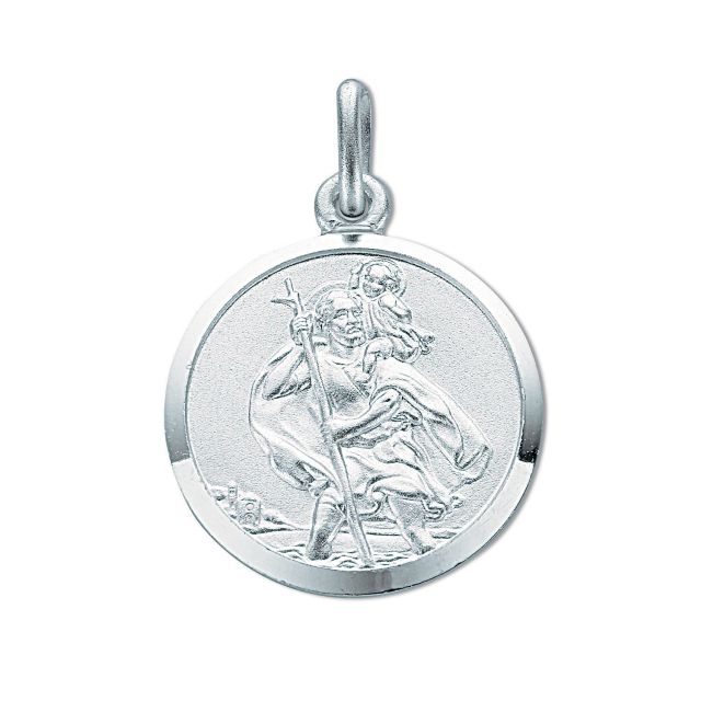 Buy Sterling Silver Medium Round St Christopher Pendant by World of Jewellery