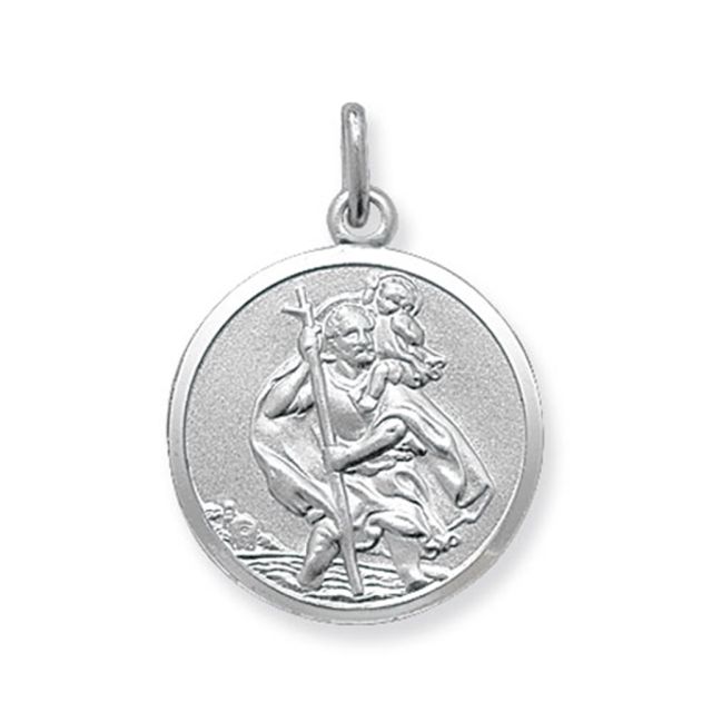 Buy Sterling Silver Large Round St Christopher Pendant by World of Jewellery