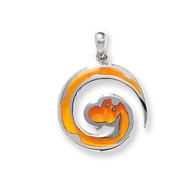 Buy Sterling Silver Orange Serpent Pendant by World of Jewellery