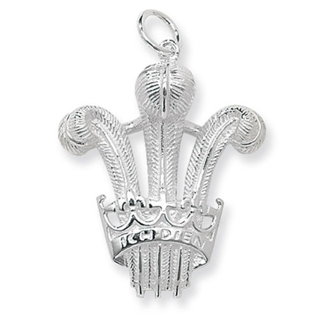 Buy Sterling Silver Large Prince Of Wales Feathers Pendant by World of Jewellery