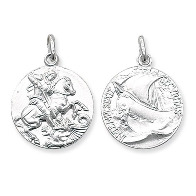 Buy Sterling Silver Round Double Sided St George Pendant by World of Jewellery