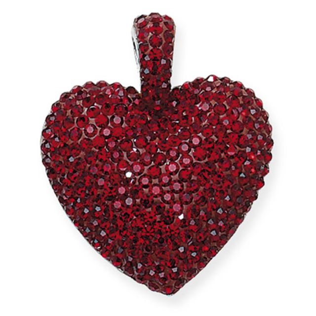 Buy Men's Sterling Silver Red Crystal Heart Pendant On A Black Leather Cord Necklace by World of Jewellery