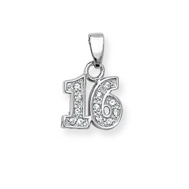 Buy Sterling Silver Cubic Zirconia Set 16th Pendant by World of Jewellery