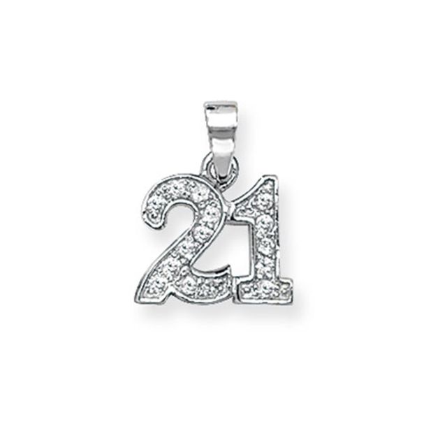 Buy Sterling Silver Cubic Zirconia Set 21th Pendant by World of Jewellery