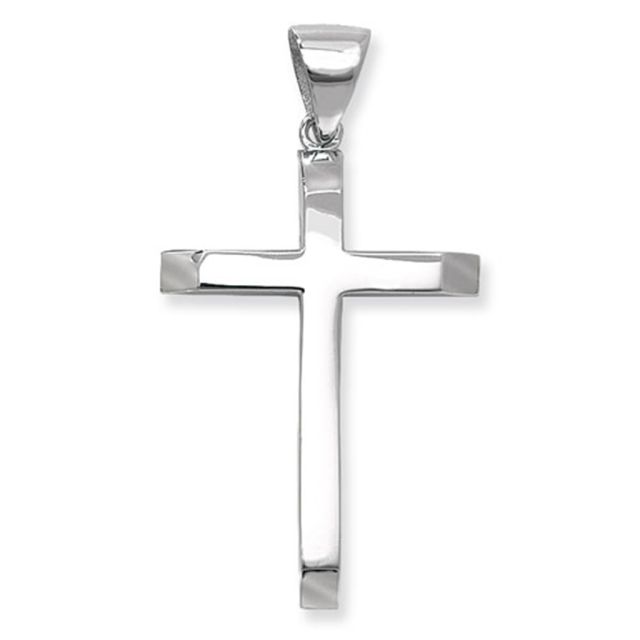 Buy Sterling Silver Medium Plain Cross Pendant by World of Jewellery