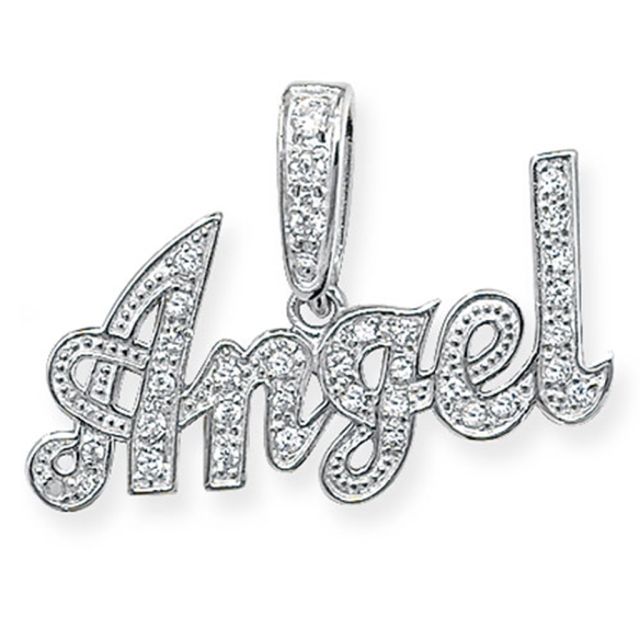 Buy Sterling Silver Cubic Zirconia Angel Pendant by World of Jewellery