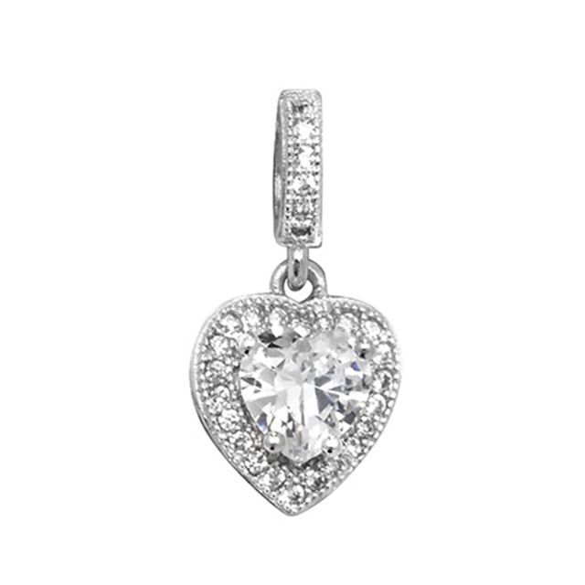 Buy Sterling Silver Cubic Zirconia Heart Pendant by World of Jewellery