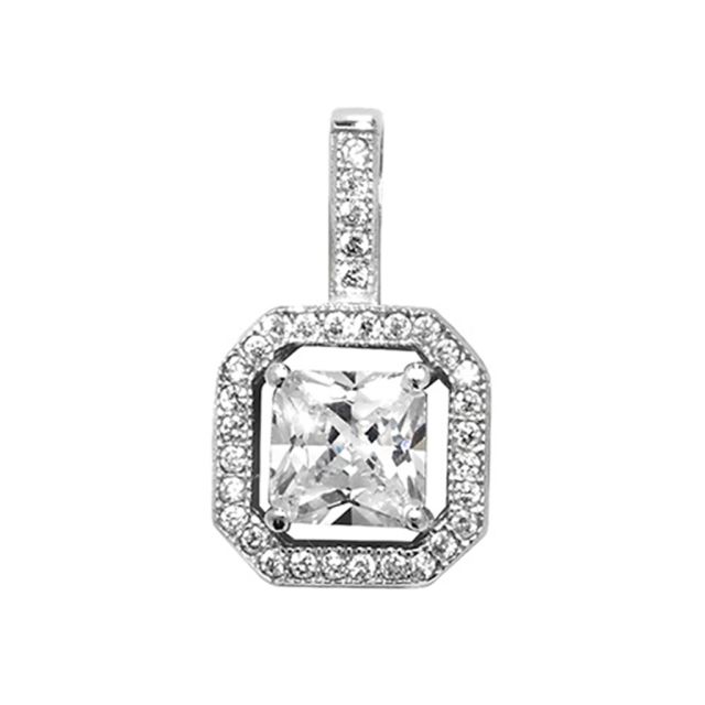 Buy Sterling Silver Cubic Zirconia Cushion Pendant by World of Jewellery