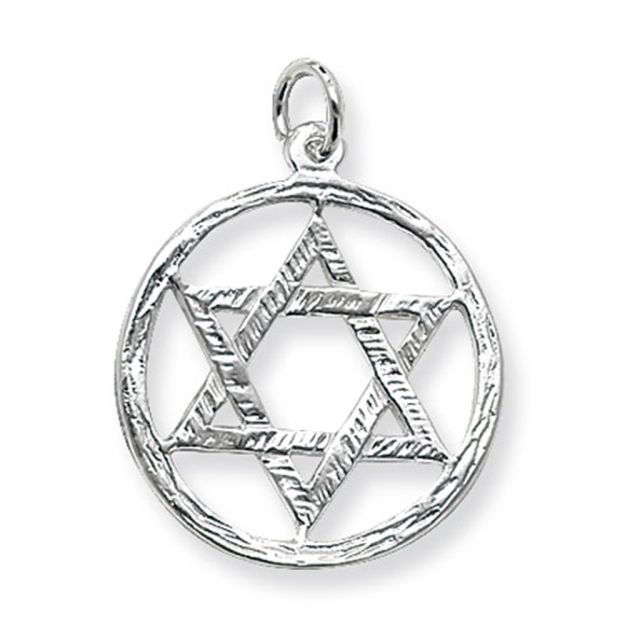 Buy Sterling Silver Large Star Of David In A Circle Pendant by World of Jewellery