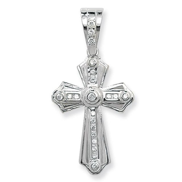 Buy Sterling Silver Cubic Zirconia Cross Pendant by World of Jewellery