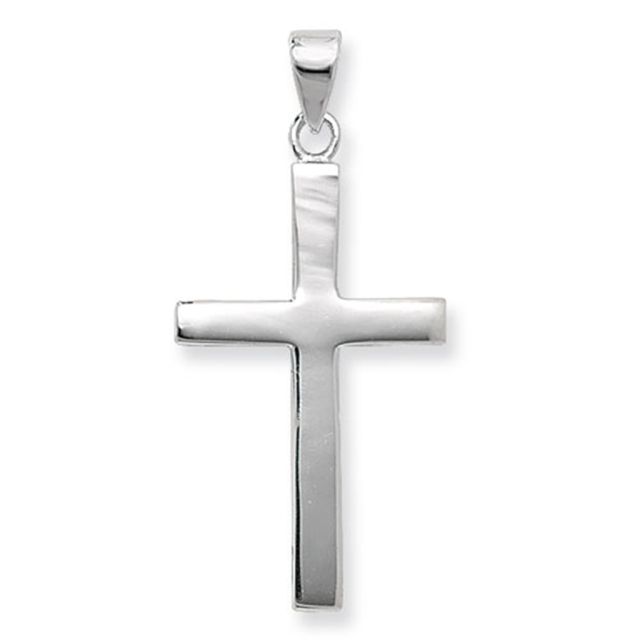 Buy Sterling Silver Medium Plain Cross Pendant by World of Jewellery