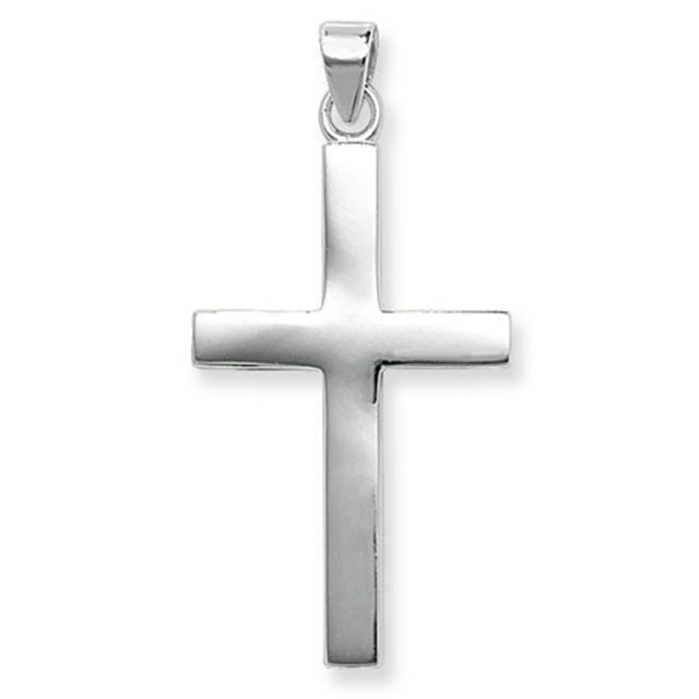 Buy Sterling Silver Large Plain Cross Pendant by World of Jewellery