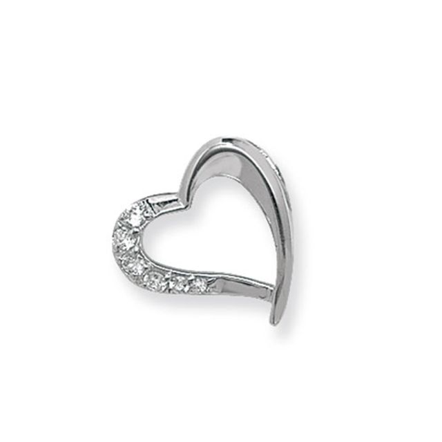 Buy Sterling Silver Cubic Zirconia Open Heart Pendant by World of Jewellery