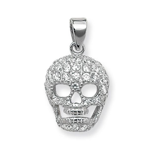 Buy Sterling Silver Cubic Zirconia Skull Pendant by World of Jewellery