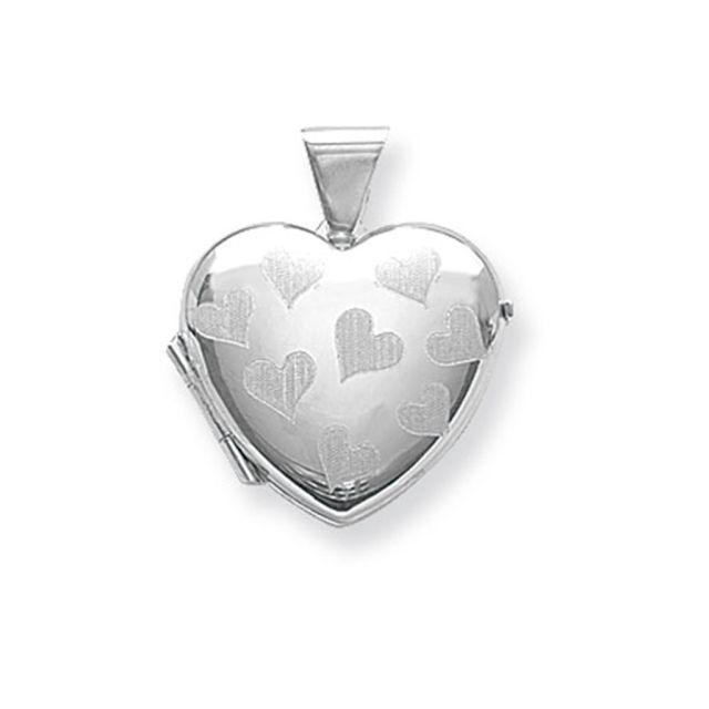 Buy Sterling Silver Heart Patterned Heart Locket by World of Jewellery