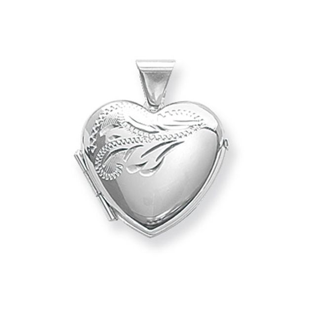 Buy Sterling Silver Small Half Engraved Heart Locket by World of Jewellery